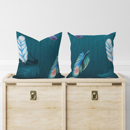 Комплект наволочек «Перья зеленые»