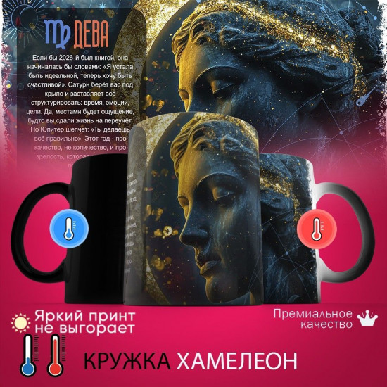 Кружка хамелеон с принтом «Дева 2026»