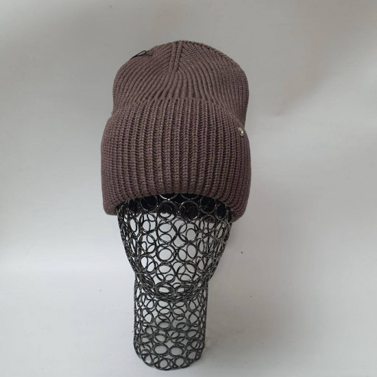 Шапка с отворотом «Полоски-косички»