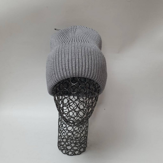 Шапка с отворотом «Полоски-косички»