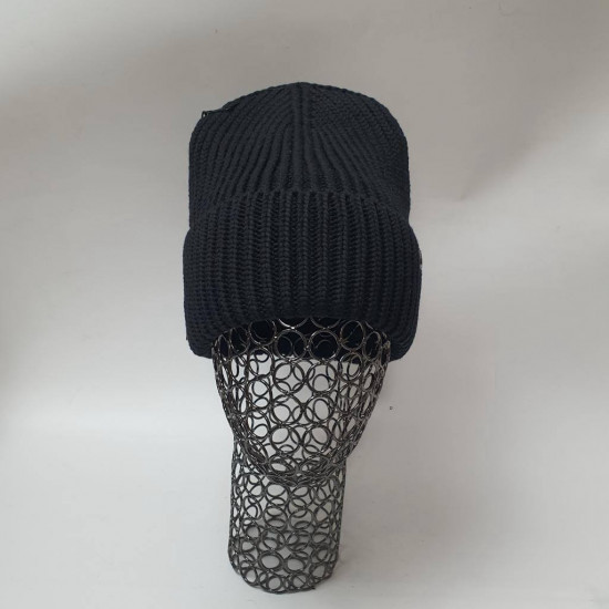 Шапка с отворотом «Полоски-косички»