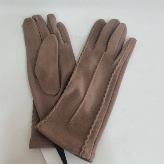 Перчатки женские сенсорные тонкие из флиса с декоративным швом