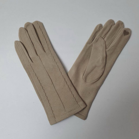 Перчатки женские сенсорные тонкие из флиса с декоративным швом