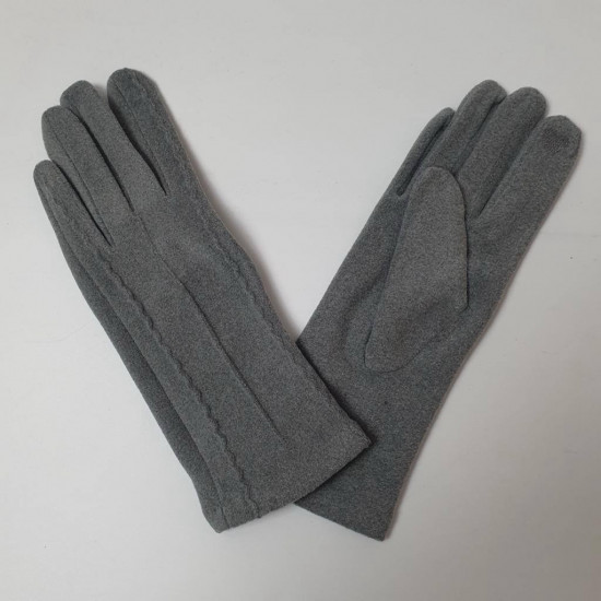 Перчатки женские сенсорные тонкие из флиса с декоративным швом