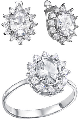 Комплект украшений из серебра