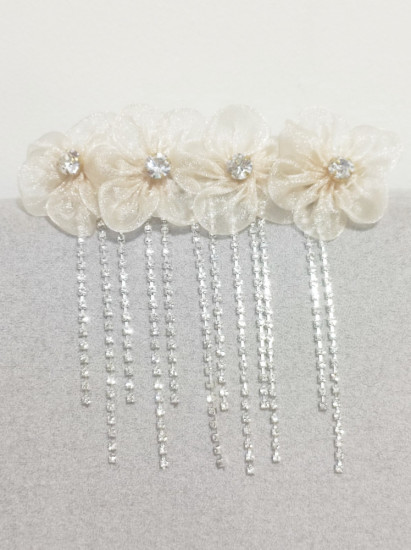 Заколка для волос с цветами и стразами