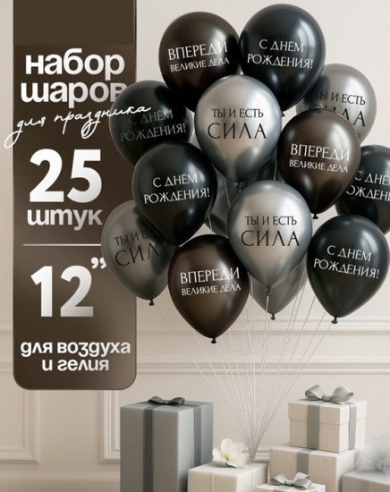 Набор шаров воздушных «С днём рождения. Ты- сила »