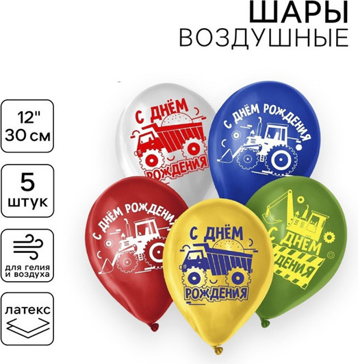 Набор шаров воздушных «С Днём Рождения. Техника»