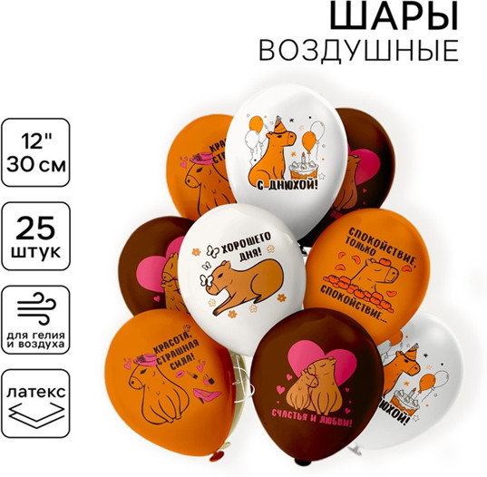 Набор шаров воздушных «С днем рождения! Капибара»