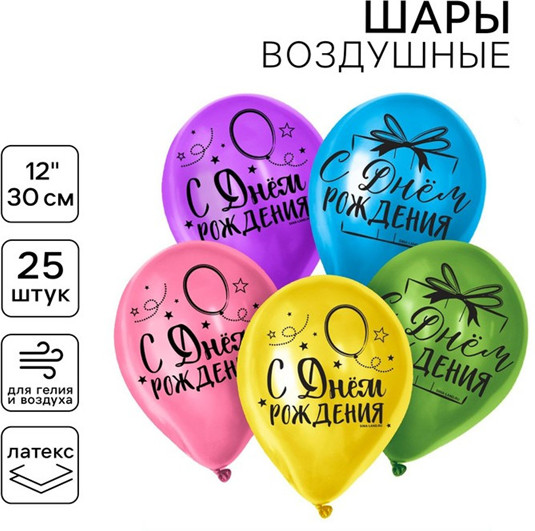 Набор шаров воздушных «С Днём Рождения»