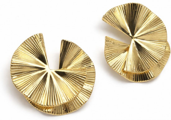 Серьги-гвоздики золотистые фактурные, без вставок