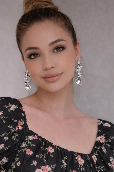 Серьги-подвески серебристые волнистые, без вставок