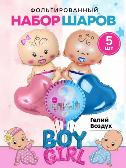 Фольгированный набор шаров для гендер-пати «Мальчик или девочка?»