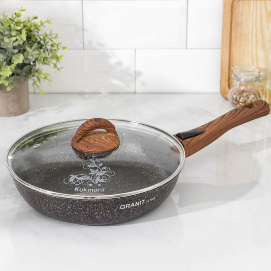Сковорода с крышкой и съёмной ручкой «Granit ultra»
