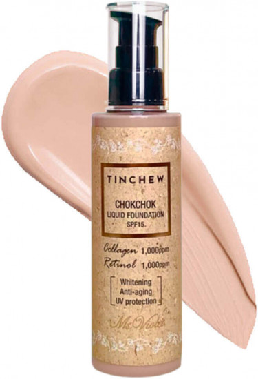 Увлажняющая тональная основа с коллагеном и ретинолом Chokchok Liquid Foundation SPF15, оттенок 21 Natural Beige