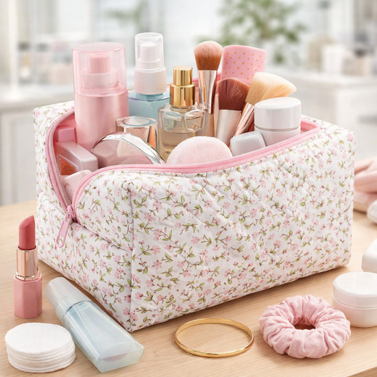 Косметичка с цветочным принтом на молнии