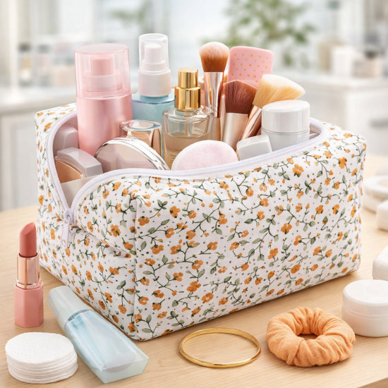 Косметичка с цветочным принтом на молнии