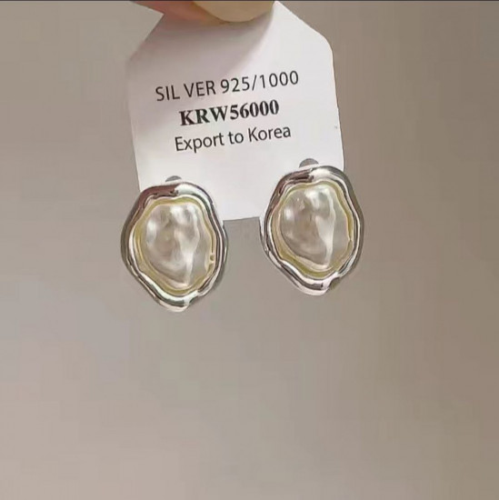 Серьги« Золотой овал с жемчугом»