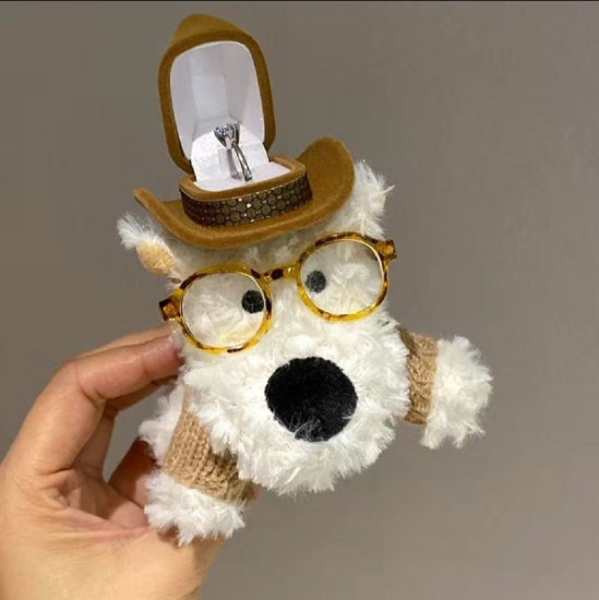 Футляр-держатель для кольца «Собачка в очках»