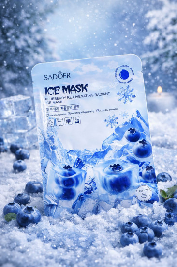 Охлаждающая тканевая маска для лица с черникой Ice Mask
