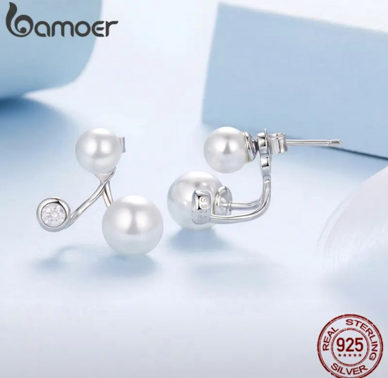 Двойные серьги-гвоздики с жемчугом