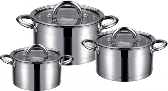 Набор кастрюль со стеклянными крышками