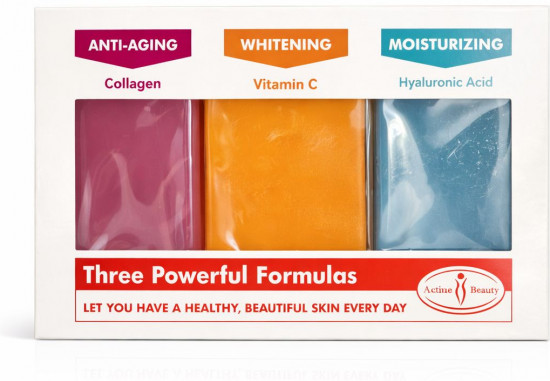 Набор мыла для лица и тела 3 в 1: коллаген, витамин C, гиалуроновая кислота