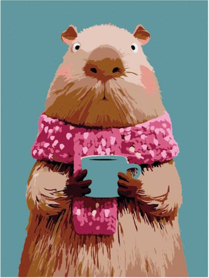 Картина по номерам «Капибара с кофе»