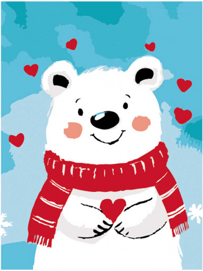 Картина по номерам «Мишка в шарфике»