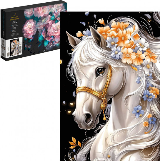 Картина по номерам «Лошадь в цветах»