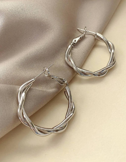 Серьги-кольца витые «Серебряный твист»