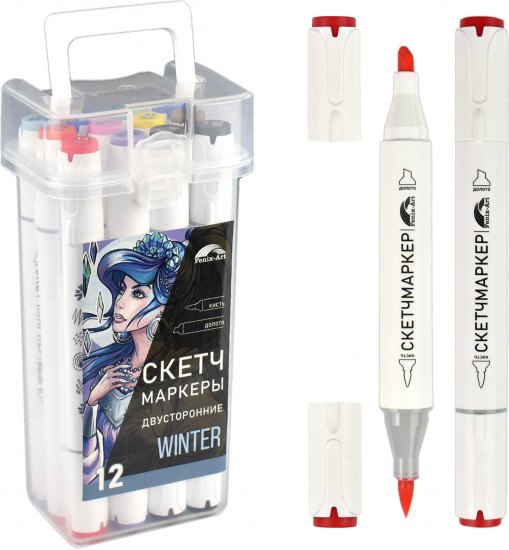 Набор скетчмаркеров двусторонних «Зима»