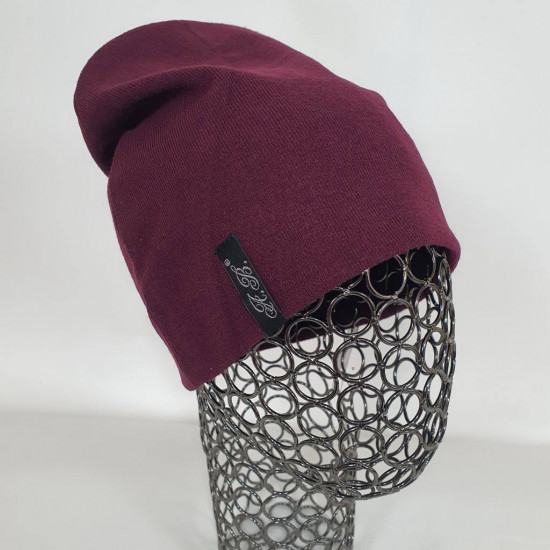 Шапка-лопатка однотонная двойной вязки без подклада, тонкая