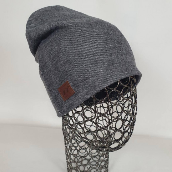 Шапка-лопатка однотонная двойной вязки без подклада, тонкая