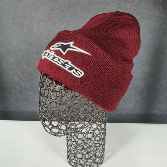 Шапка-лопатка однотонная с отворотом, двойная вязка