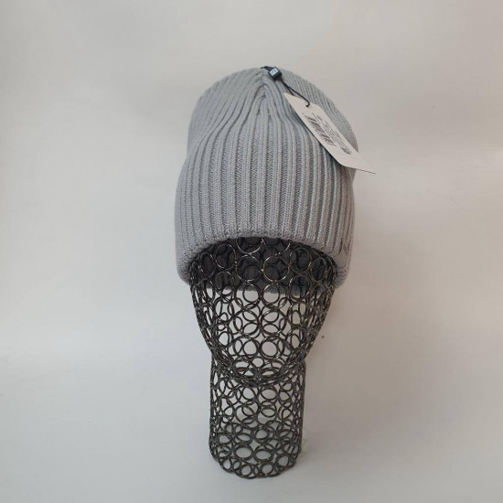 Шапка однотонная, двойная вязка «Перо»
