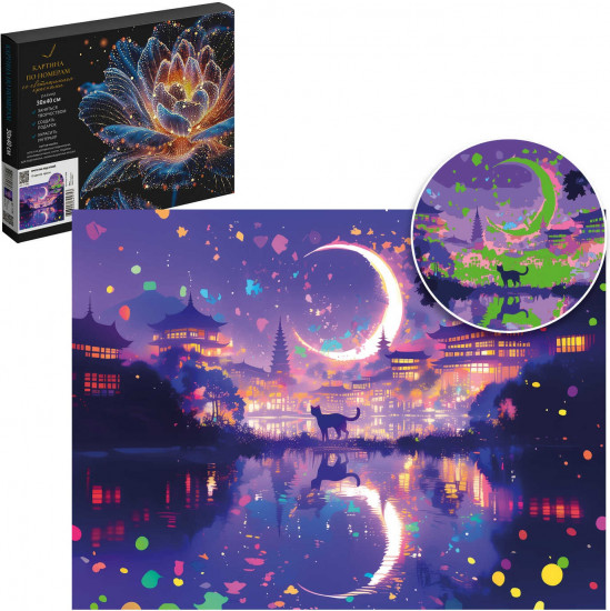 Картина по номерам со светящимися красками «Прогулка под луной»