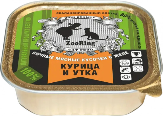Корм влажный для взрослых кошек «Курица и утка»