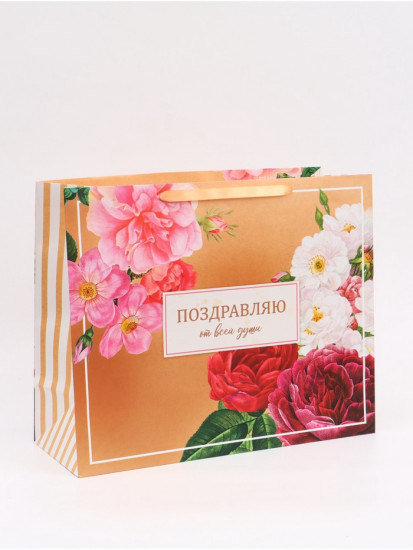 Пакет подарочный «Поздравляю от всей души»