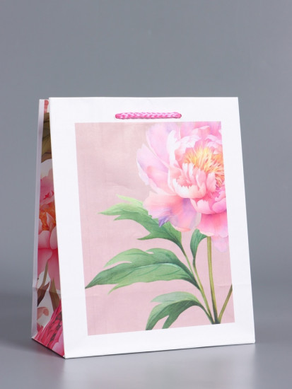 Пакет подарочный «Букет пионов»