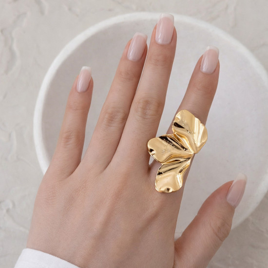Кольцо женское дизайнерское с волнообразной формой, золотистое, регулируемое
