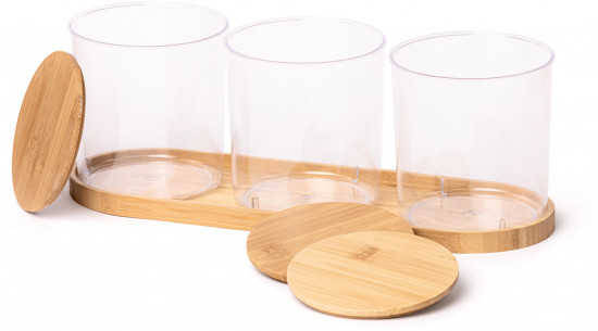 Набор банок для хранения сыпучих продуктов на подставке «Бамбук»