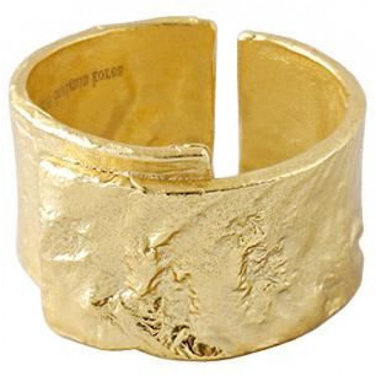 Кольцо женское широкое фактурное, золотистое, регулируемое