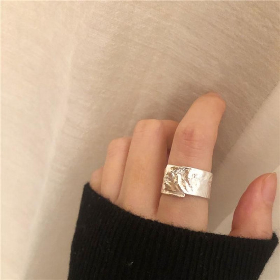 Кольцо женское широкое фактурное, серебро, регулируемое