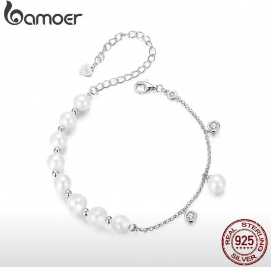 Серебряный браслет с жемчугом