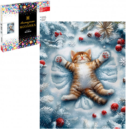 Мозаика алмазная «Кот в снегу»