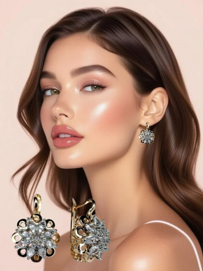 Серьги-цветки «Фианитовый сад»