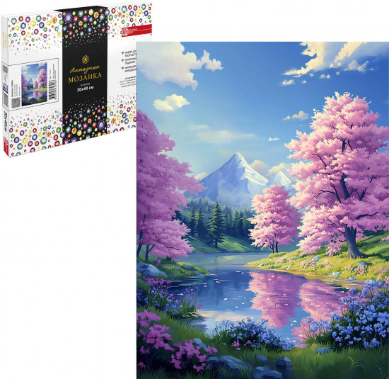 Алмазная мозаика «Сакура у озера»