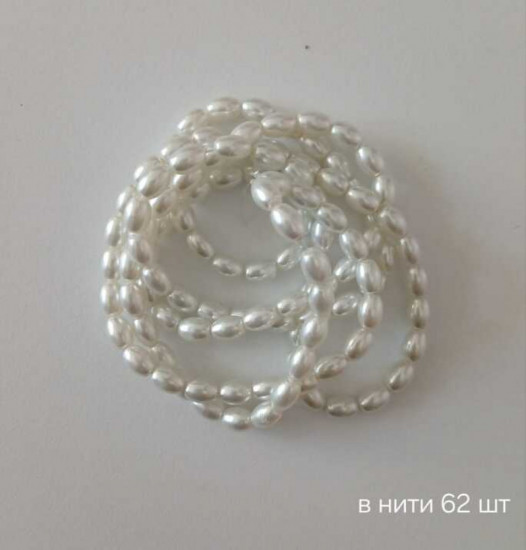 Нить бусин под жемчуг «Рис»