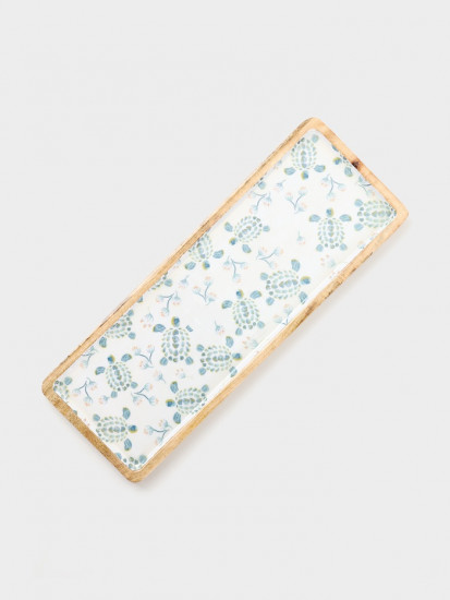 Блюдо прямоугольное «Черепаха и цветы»